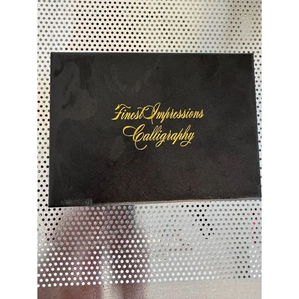 Finest Impressions Calligraphy Gift Box Set Black Ink Quill 6 Tips Writing Tools